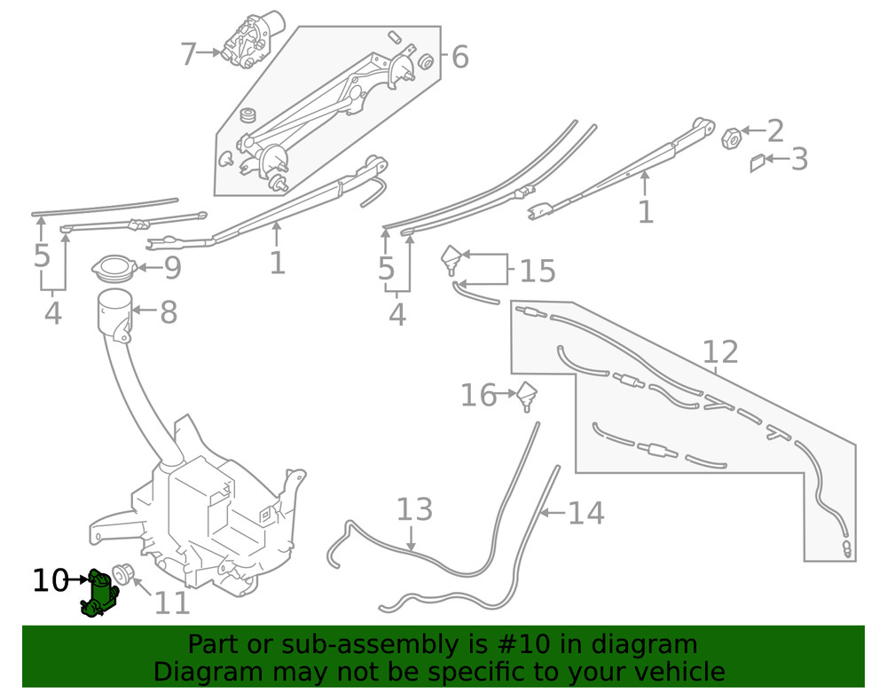 Genuine Subaru Washer Pump 86611AN00A