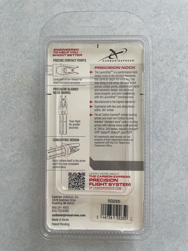 Carbon Express .244 Launchpad Precision Nock 9-Pack - Clear/Orange