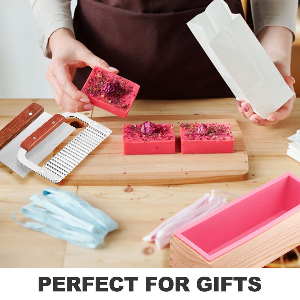 Rectangular Soap Mold Kit with Cutter- 42oz Flexible Silicone Loaf Soap Mold ...