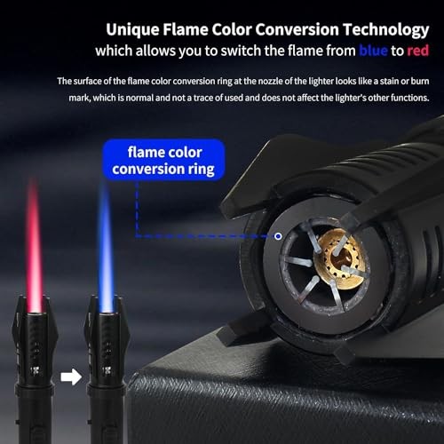 Torch Lighter, Bright Fire Lighter with Safety Lock and Adjustable Black