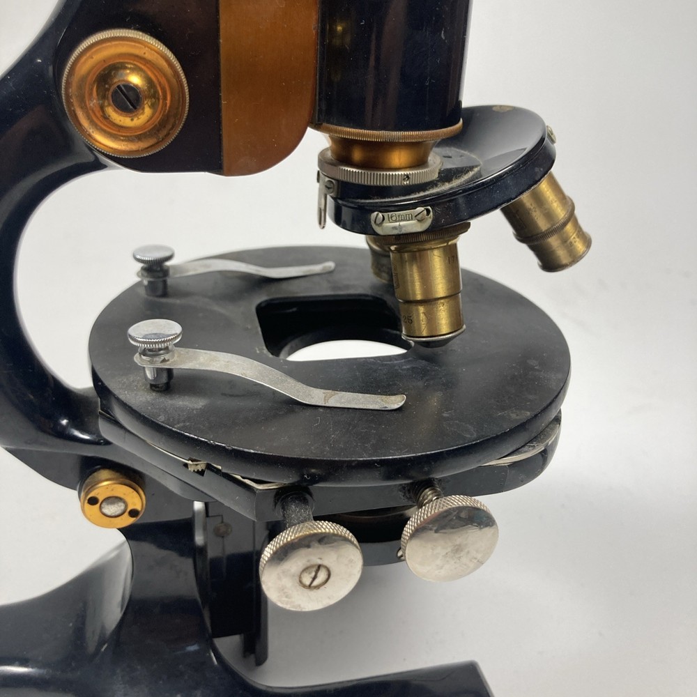 Vintage Spencer Buffalo Cast Iron & Brass Microscope w/Case