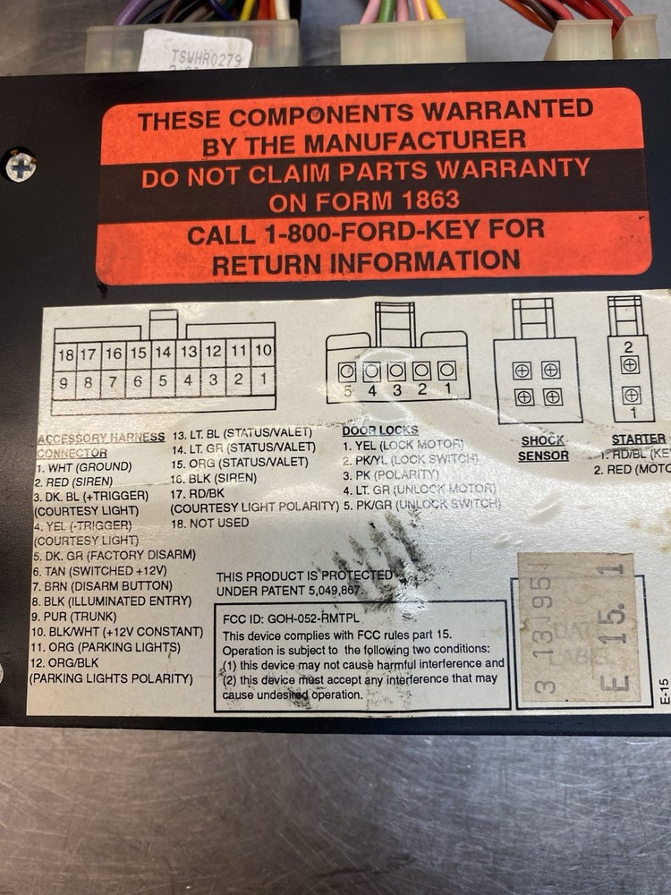 Ford Vehicle Security System Not tested