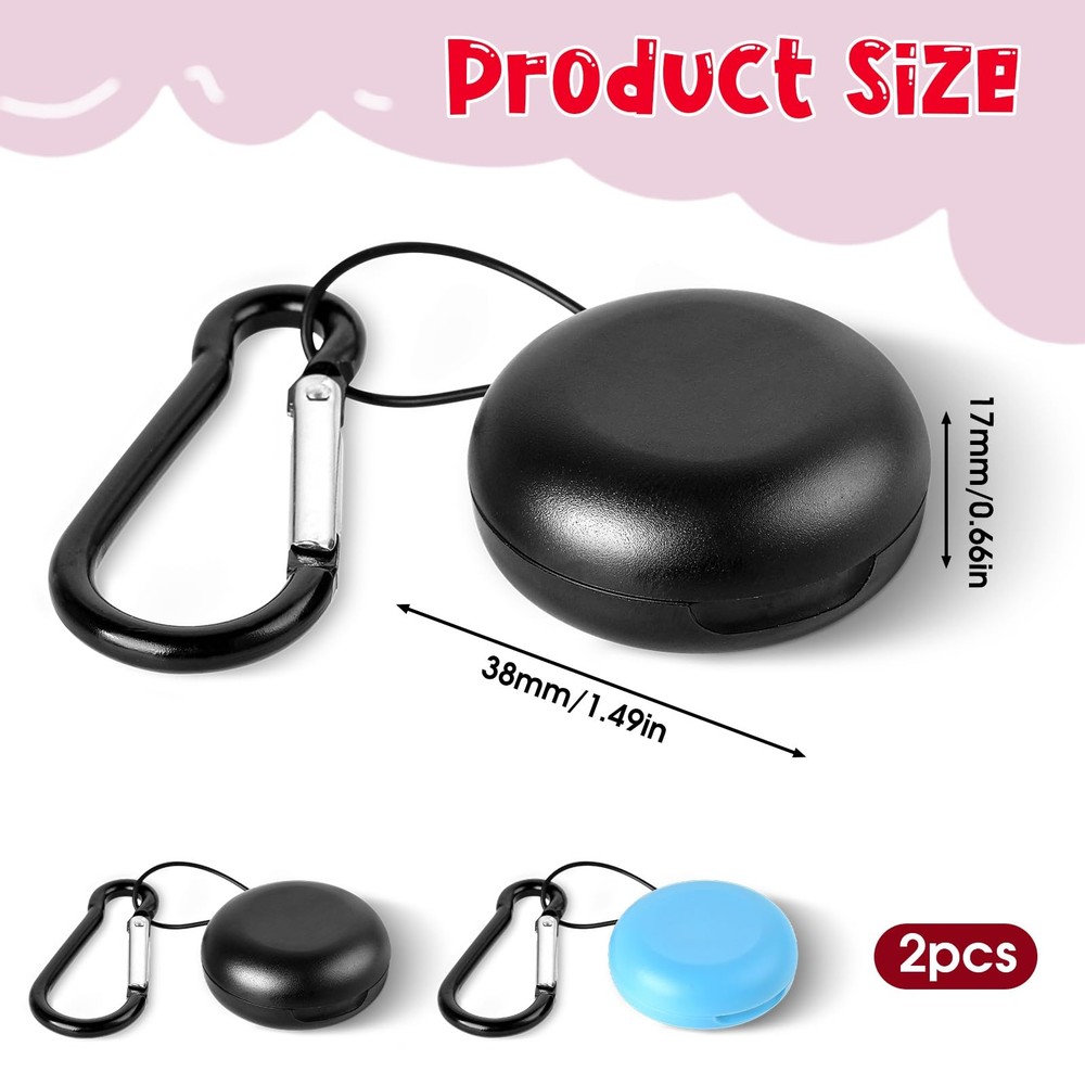 Giantree 2pcs Earplug Cases, Round Potable Ear Plug One Size, black+blue