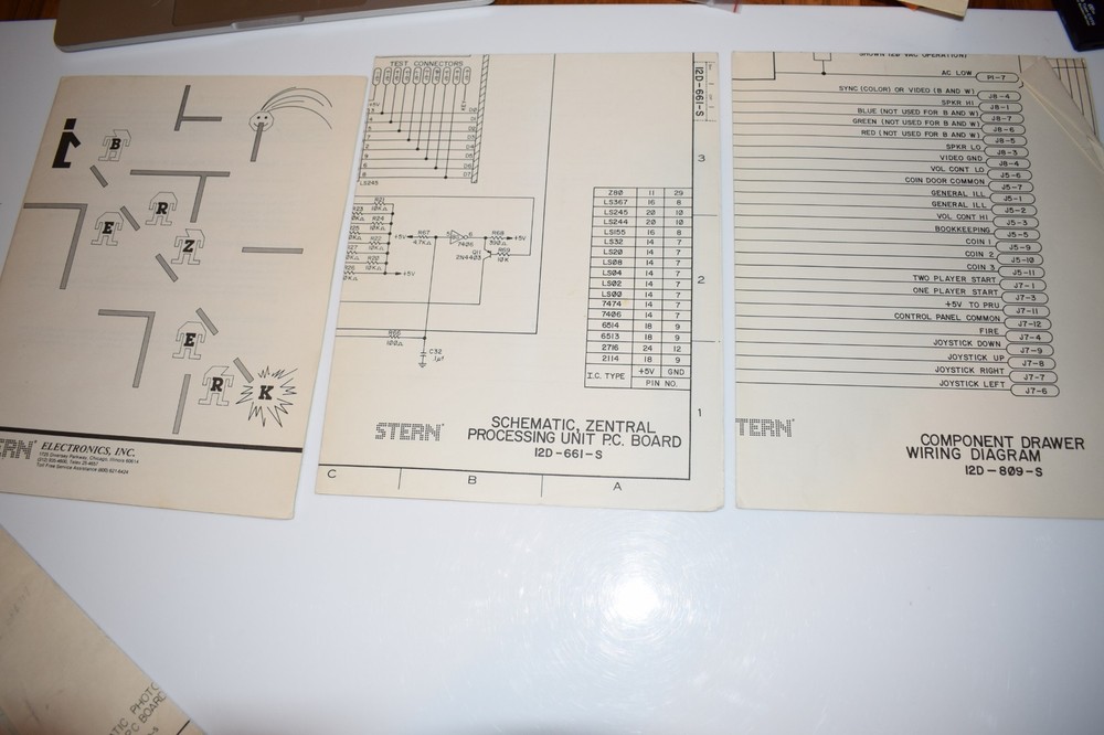 STERN ELECTRONICS BERZERK MANUAL & SCHEMATICS (BOOK847)