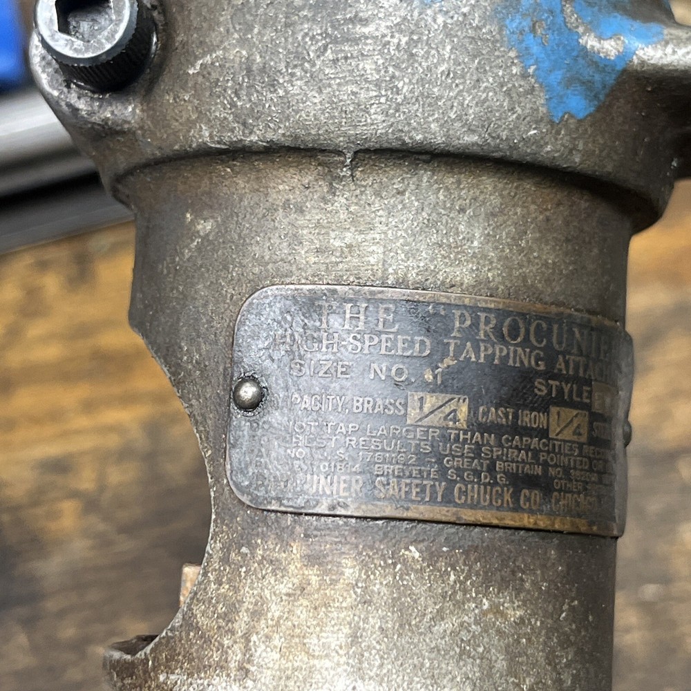 Procunier Size 1 Style EX Tapping Head Jacobs 33 Taper Atlas Drill Press ⬇️