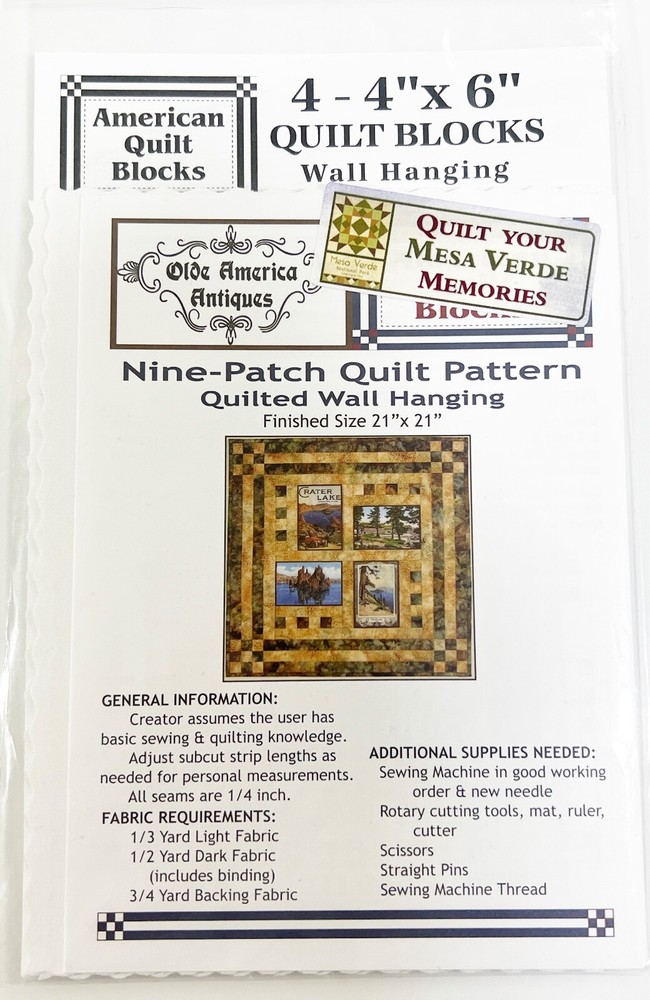 Nine-Patch Quilt Pattern Quilted Wall Hanging Mesa Verde Memories