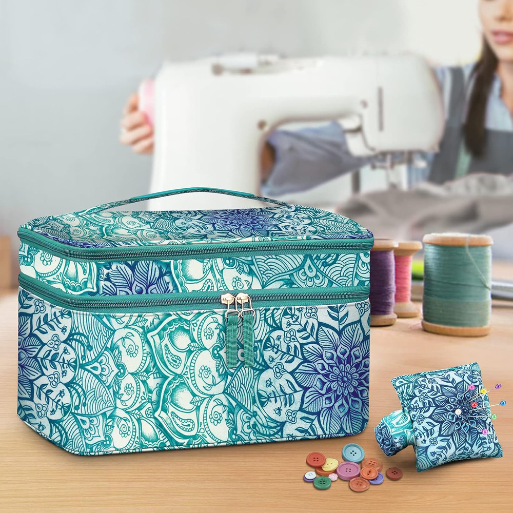 Sewing Accessories Storage and Organizer Case, Double-Layer Sewing Kits Carrying