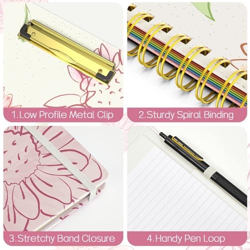 Clipboard Folio with Refillable Notepad, Folder with 10 Storage Daisy - Black