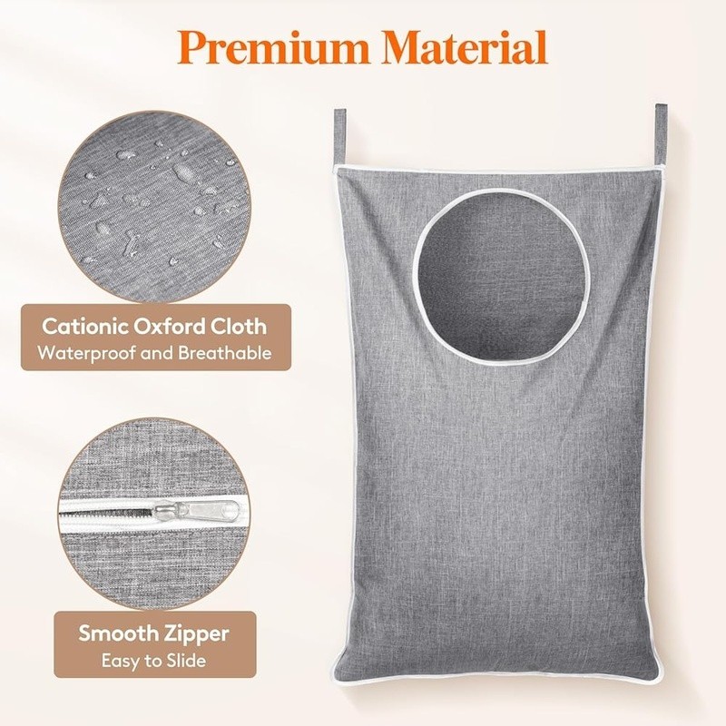 Over Door Laundry Hamper Adjustable Hooks Sturdy Fabric Storage Solution New