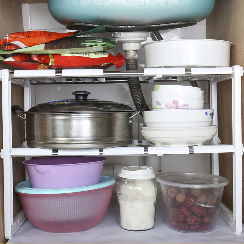 Under Sink 2 Tier Expandable Shelf Organizer