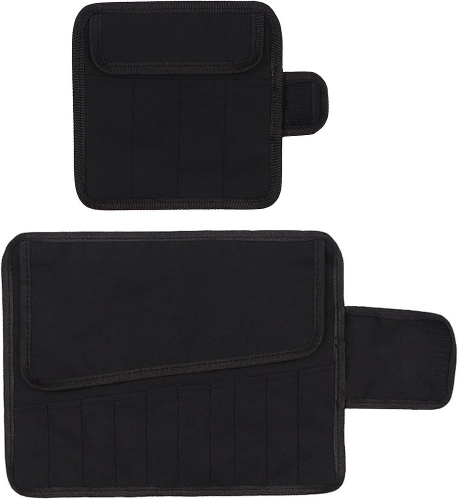 Compact Tool Roll-Up Pouch with Multiple Pockets for Small Accessories - Black