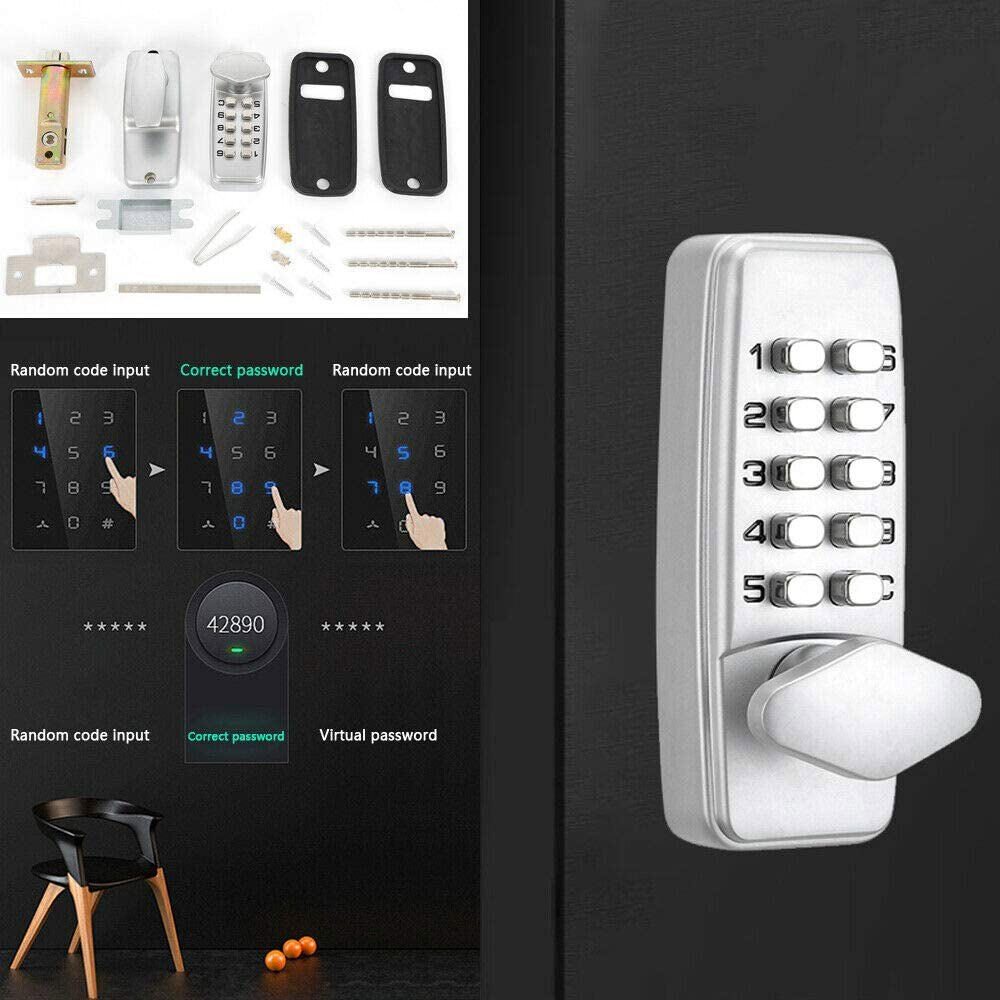 Mechanical Keyless Entry Door Lock Digital Code Keypad Knob Combination Deadbolt