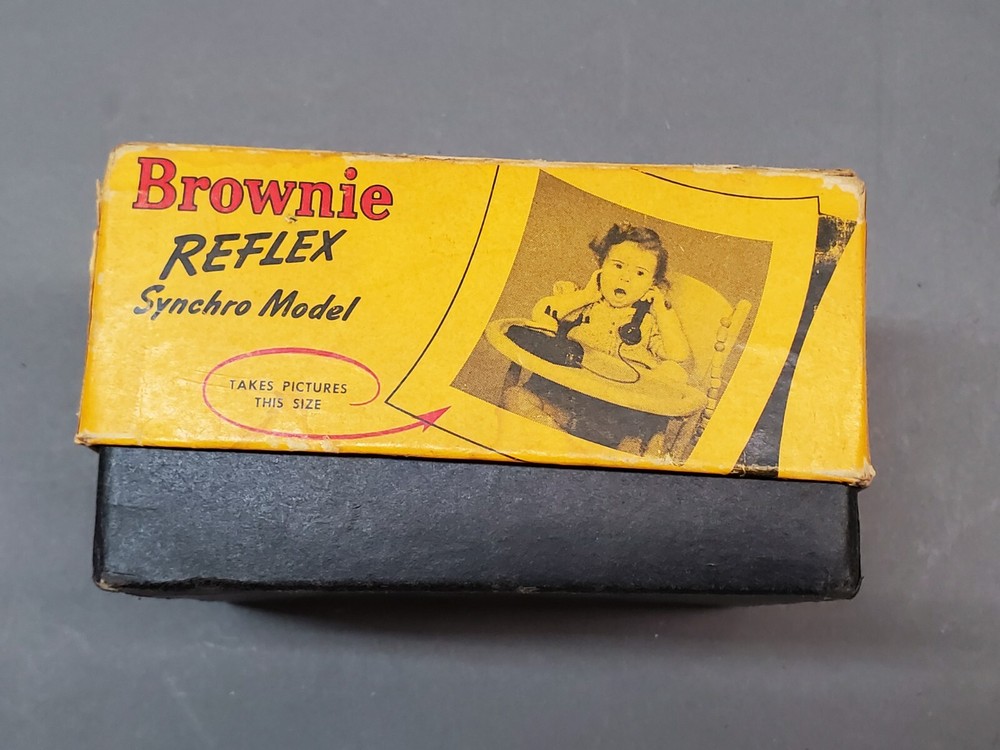 Vintage Kodak Brownie Reflex Synchro Model Camera & Flash Holder Bundle