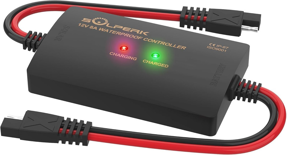 8A 12V Solar Charge Controller with LED Display, IP67 Waterproof PWM Intelligent