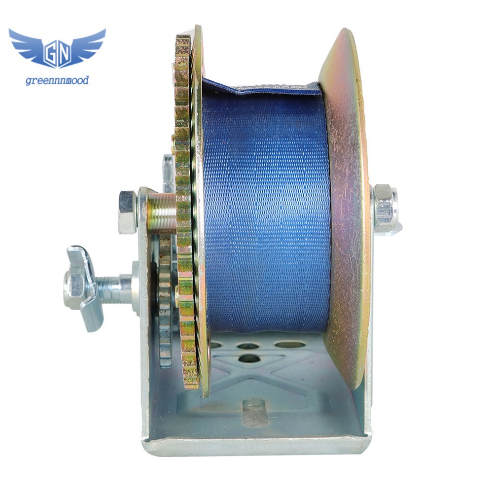 Heavy Duty Hand Winch 3200lbs Polyester Strap Manual Portable Crank Winch