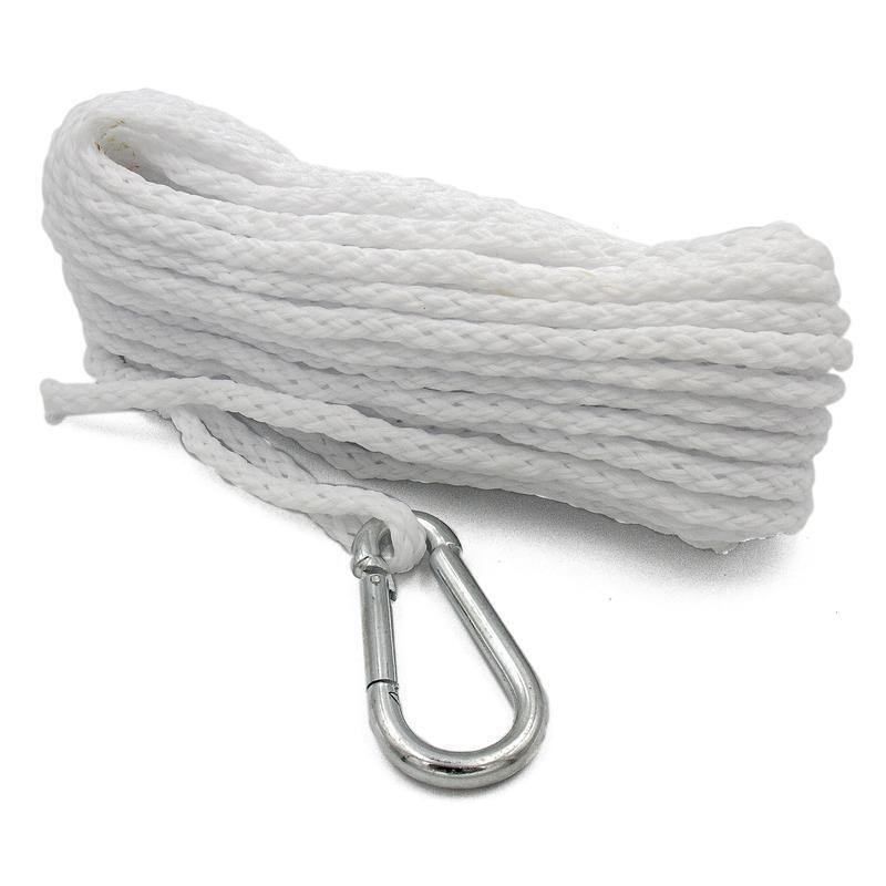 50ft Braided Polypropylene Anchor Line W/ Snap Hook Durable Rot-Resistant Rope