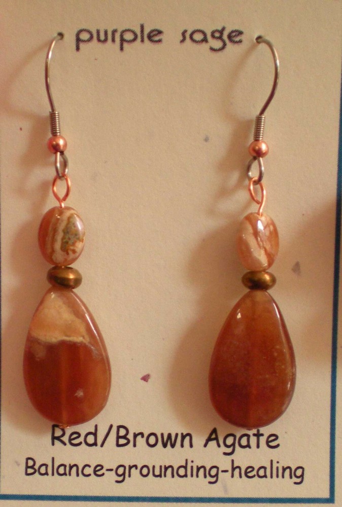 Agate Drop Earrings - Balance, Grounding, Healing e129