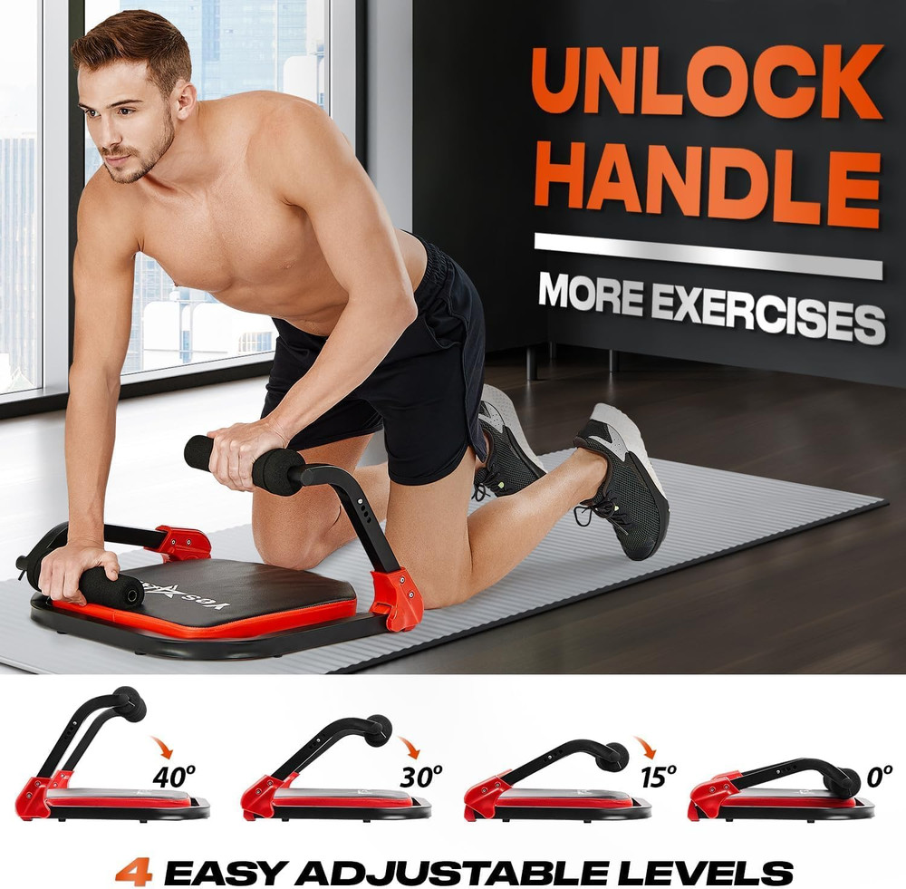 Ab Crunch Machine for Total Body & Core Abdominal, Situp Lockable with Ergonomic