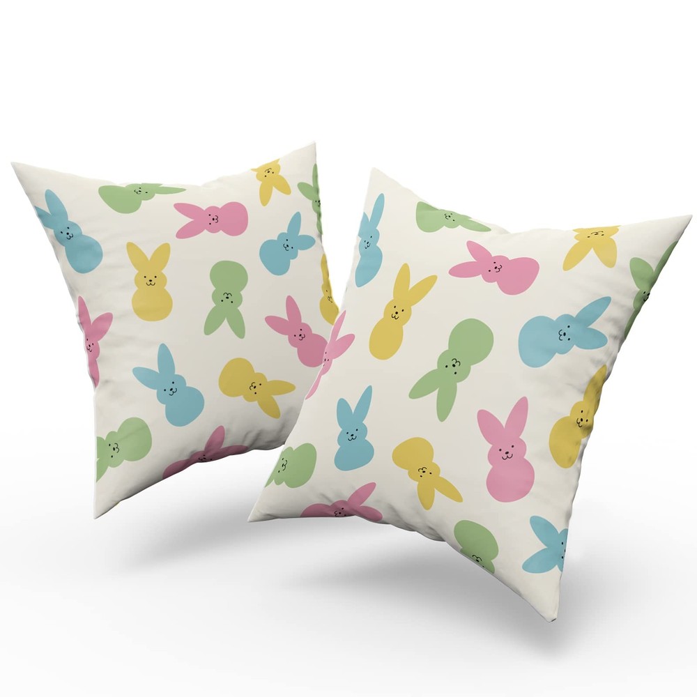 Spring Easter Pillow Covers 18x18 Set of 18" x (Pack 2), Bunny