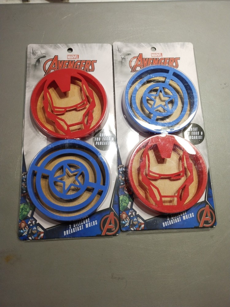 NEW Marvel's Avengers 4 Silicone Egg & Pancake Breakfast Molds double pack