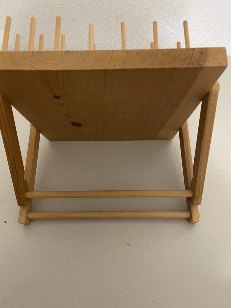 thread holder rack wooden hand made Vintage