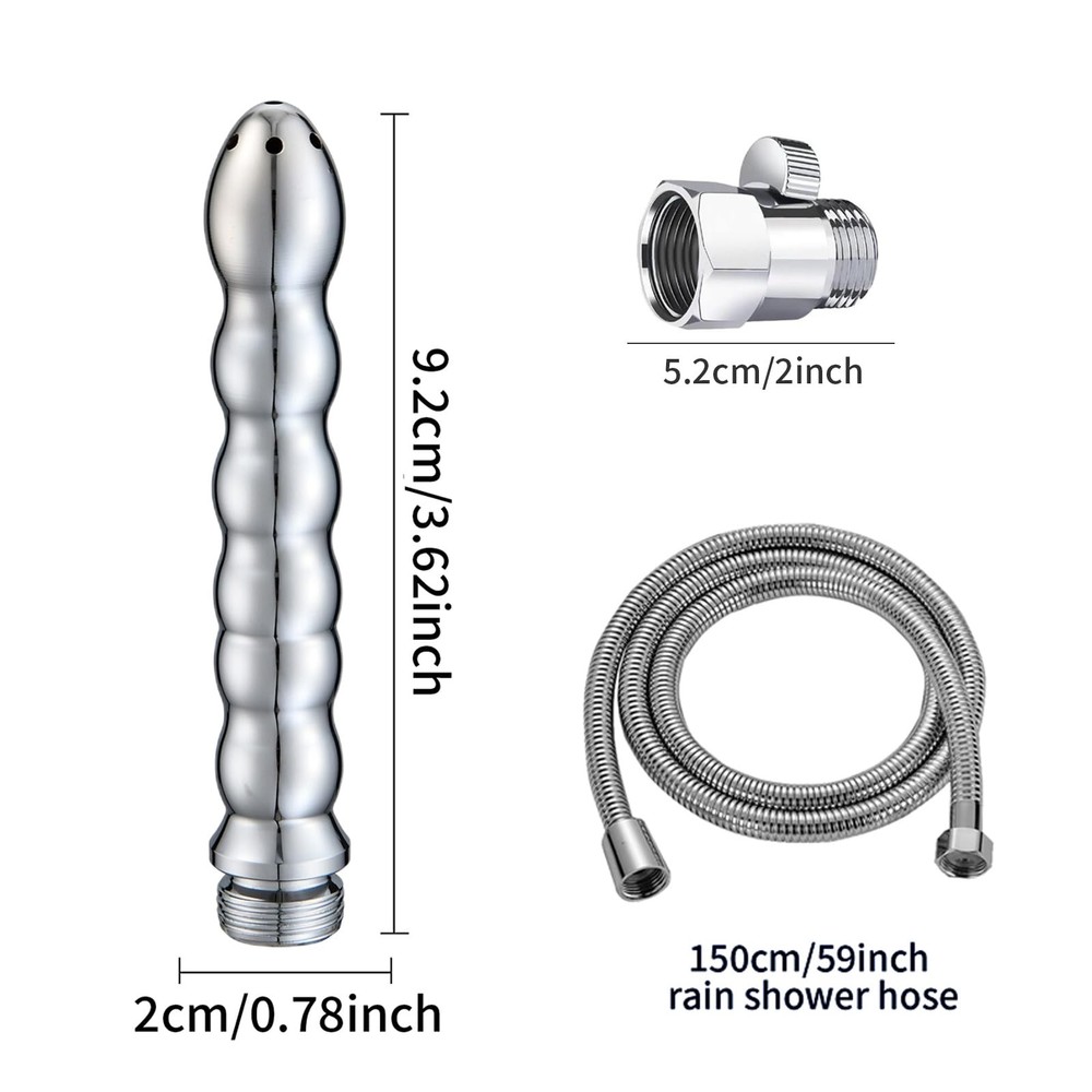 Shower Douche Kit, Deep Cleaning System - Regulator & 59in Hose, Silver