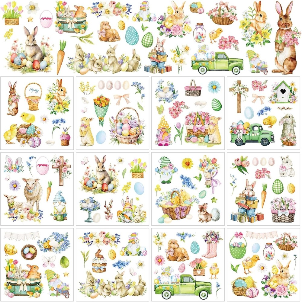 Easter Rub-On Transfer Decals - 12 Sheets for Spring Craft Decor