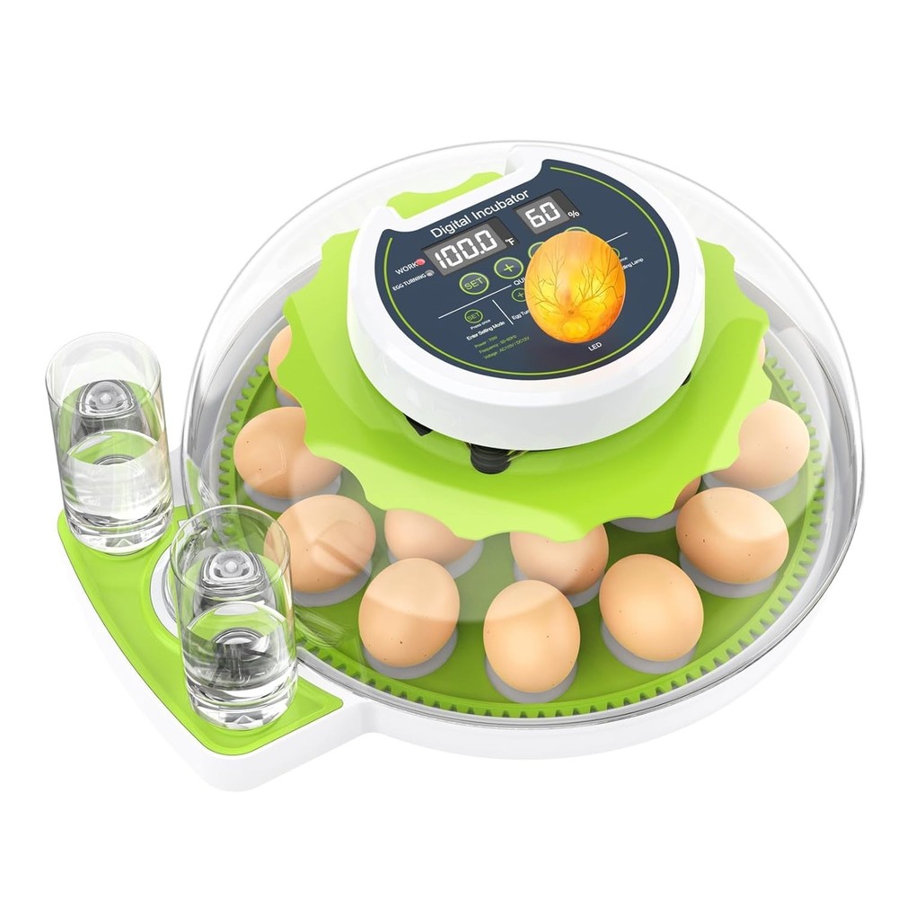 Egg Incubator with Automatic Egg Turning and Humidity Control, 18 Eggs Incuba...