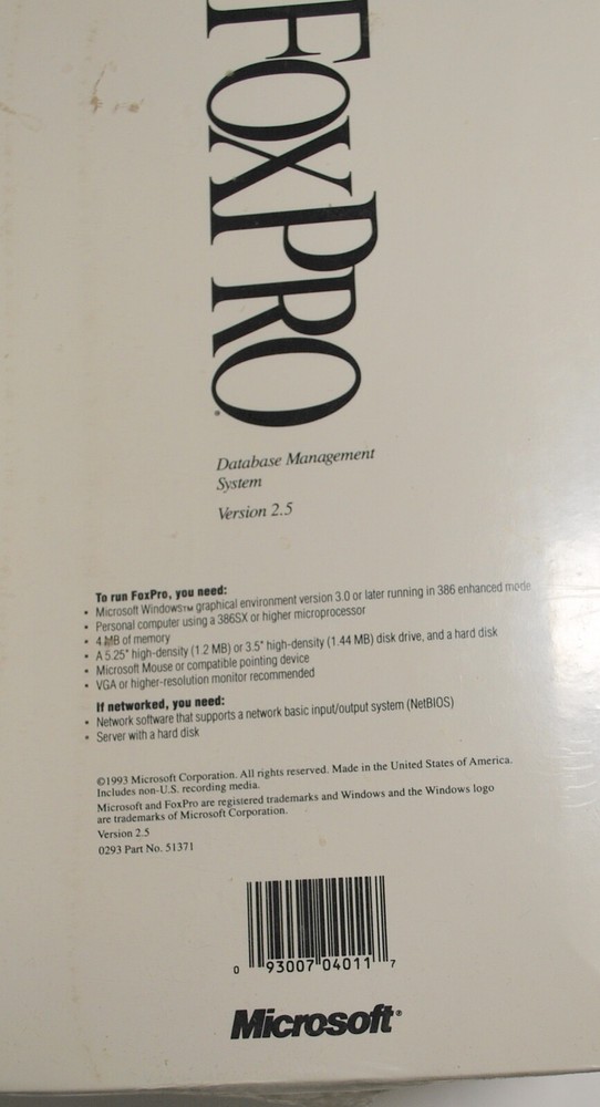 Microsoft FoxPro *NIB Unopened!*