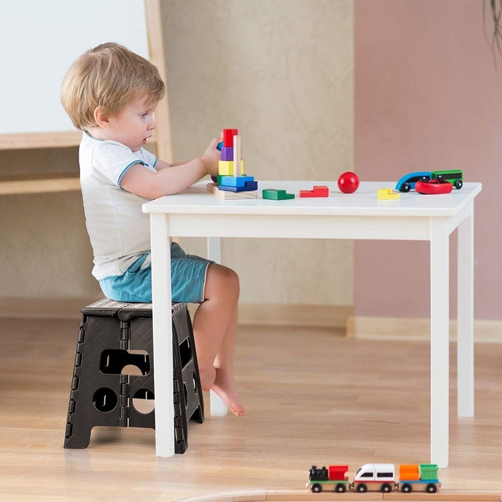 Versatile 13 Inch Black Folding Step Stool - Perfect for Kitchen & Bathroom Use