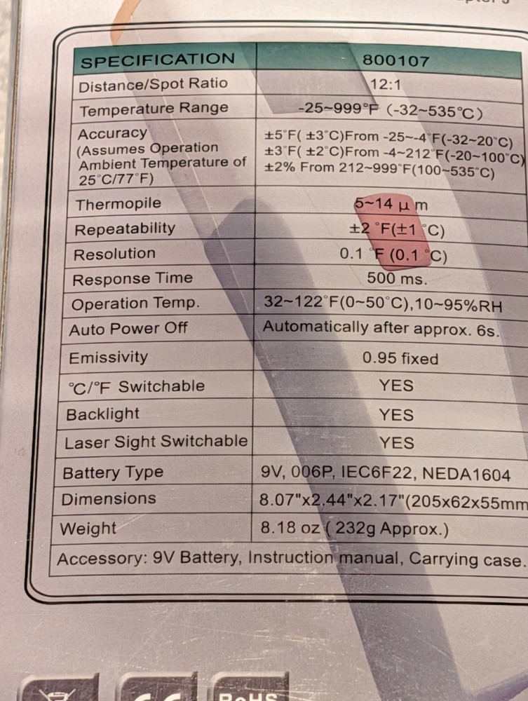 Sper Scientific IR 12:1 Thermometer 800107