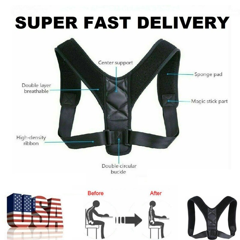 Back Support Brace Posture Corrector Spine Training Harness - Chest size 25-50in