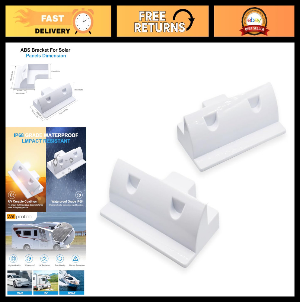 2-Pack No-Drill Solar Panel Mounting Brackets for RVs, Boats & Vans - Heavy-Duty