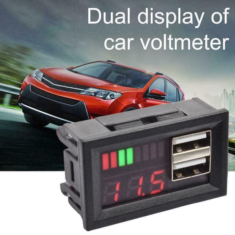 DC Digital Battery Capacity Indicator Voltmeter Voltage Meter Car Tester USB