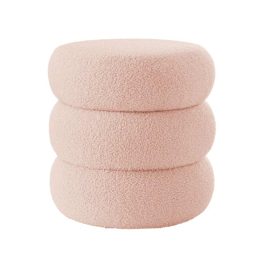 Boucle Cloud Storage Ottoman, Blush