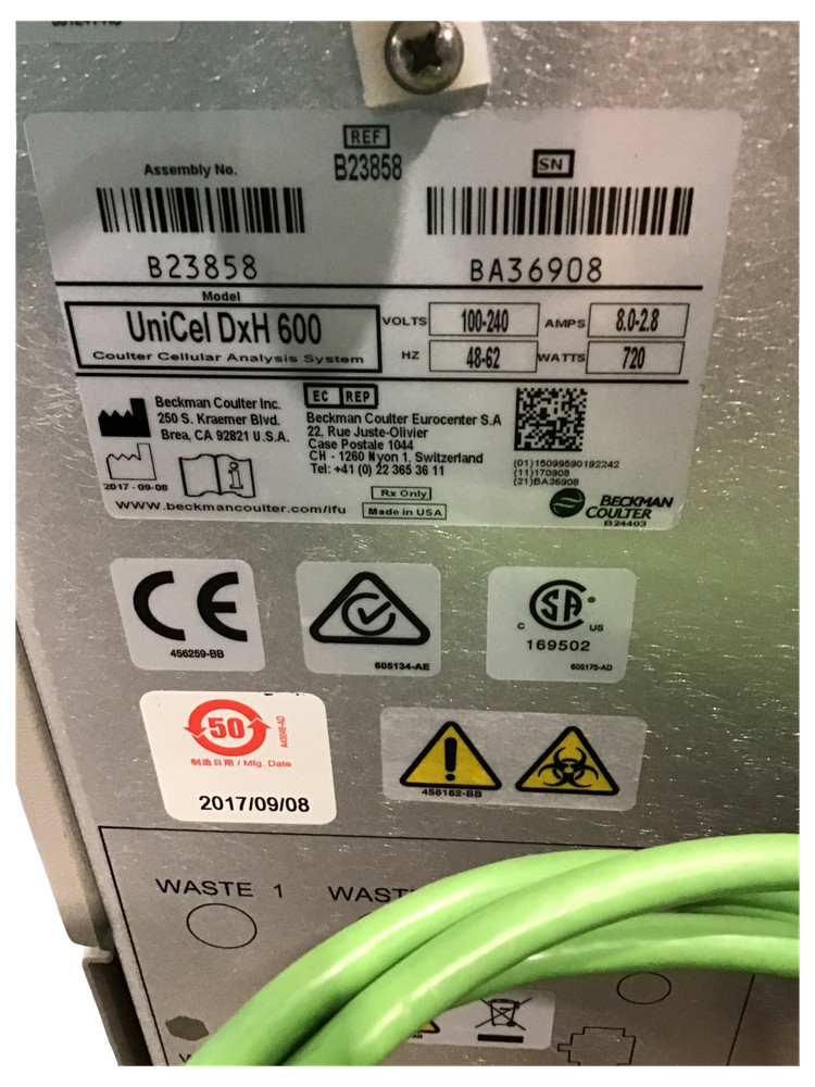 BECKMAN COULTER DXH 600 UNICEL ANALYZER