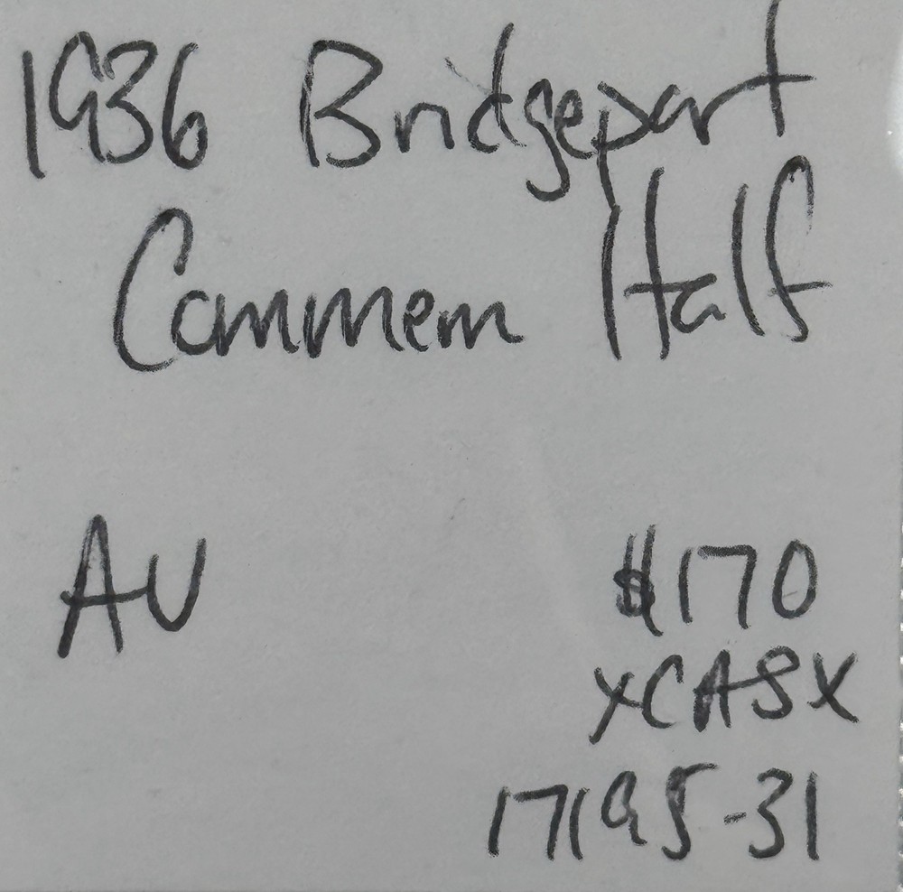 1936 BRIDGEPORT COMMEORATIVE HALF DOLLAR AU