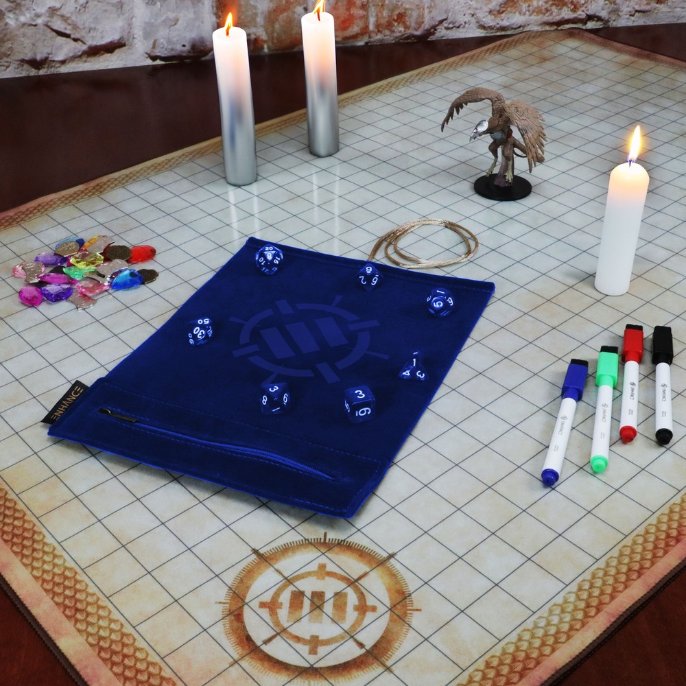 ENHANCE Roll on a Scroll™ Dice Rolling Mat & 7pc Acrylic Dice Set