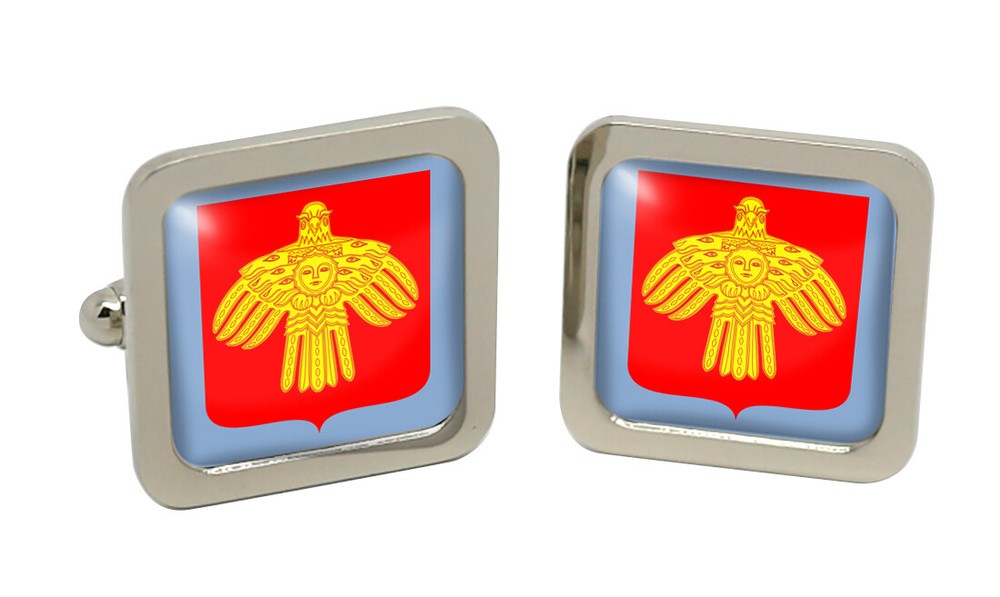 Komi (Russia) Square Cufflink in Chrome Box