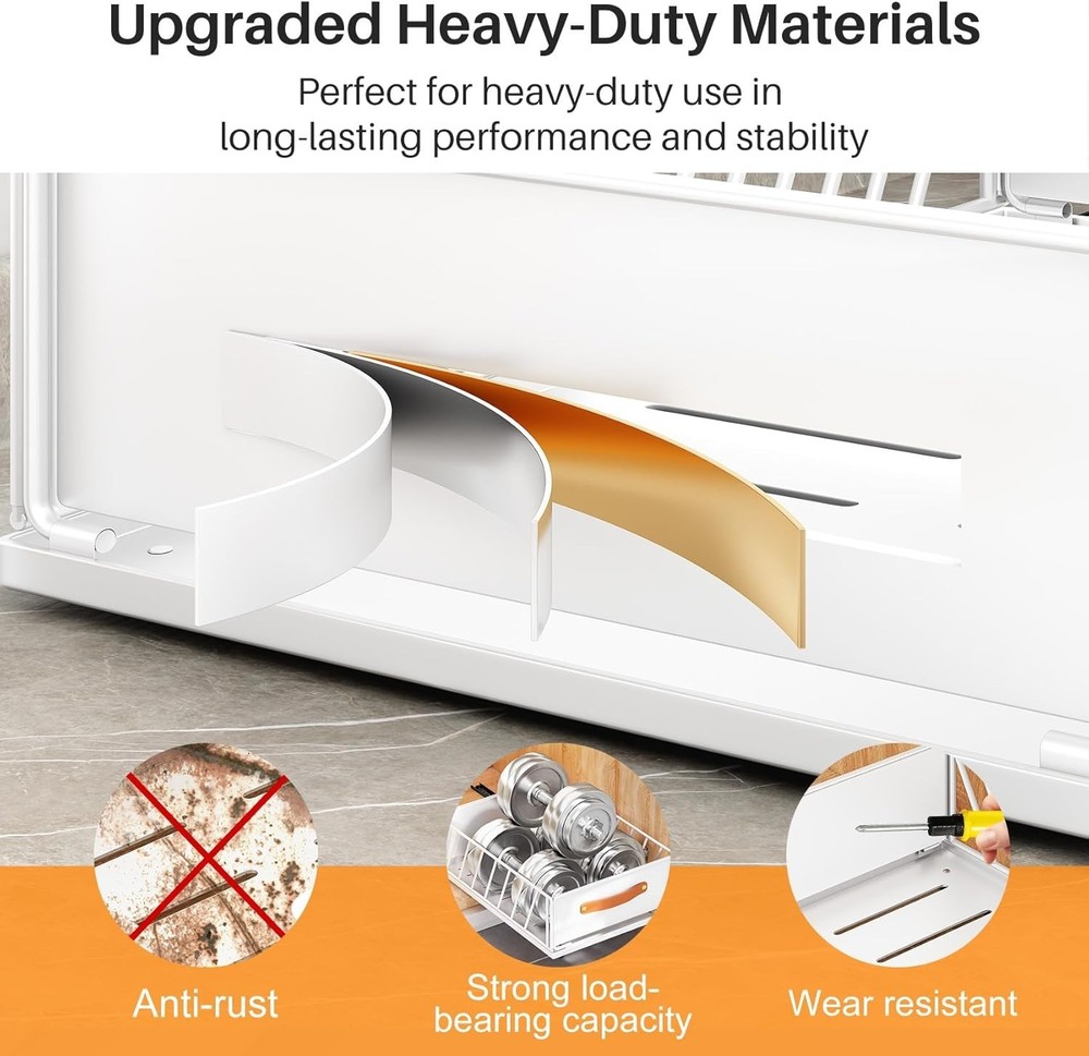 NEW 2 Pack Pull Out Cabinet Organizer Heavy Duty Sliding Mesh Basket White