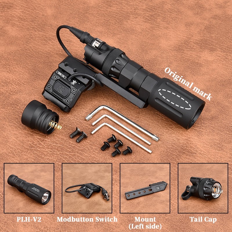 WADSN Tactical Flashlight PLH/V2 Metal Offset Mount Base ModButton Press Switch