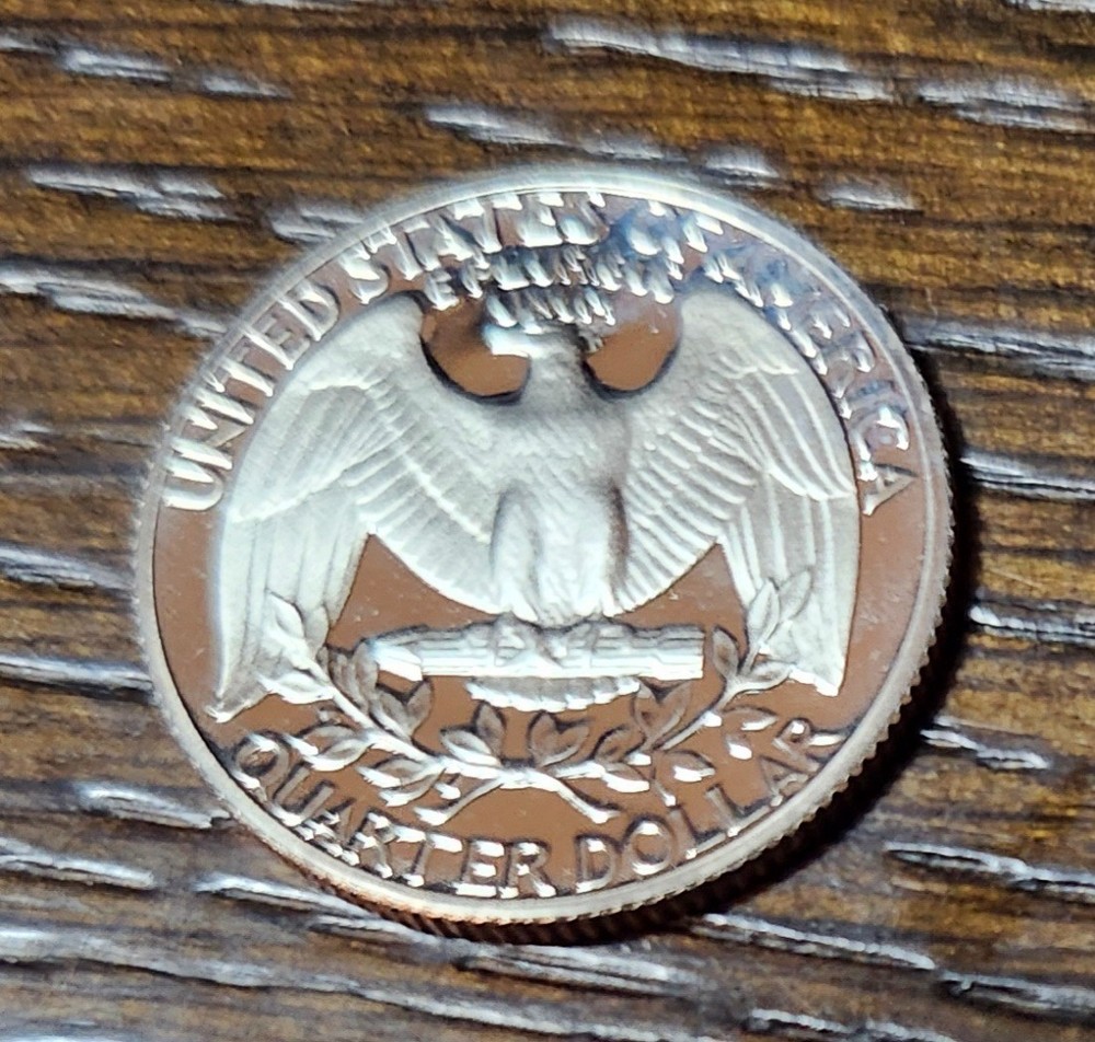 1985 S proof Washington quarter, uncirculated from proof set
