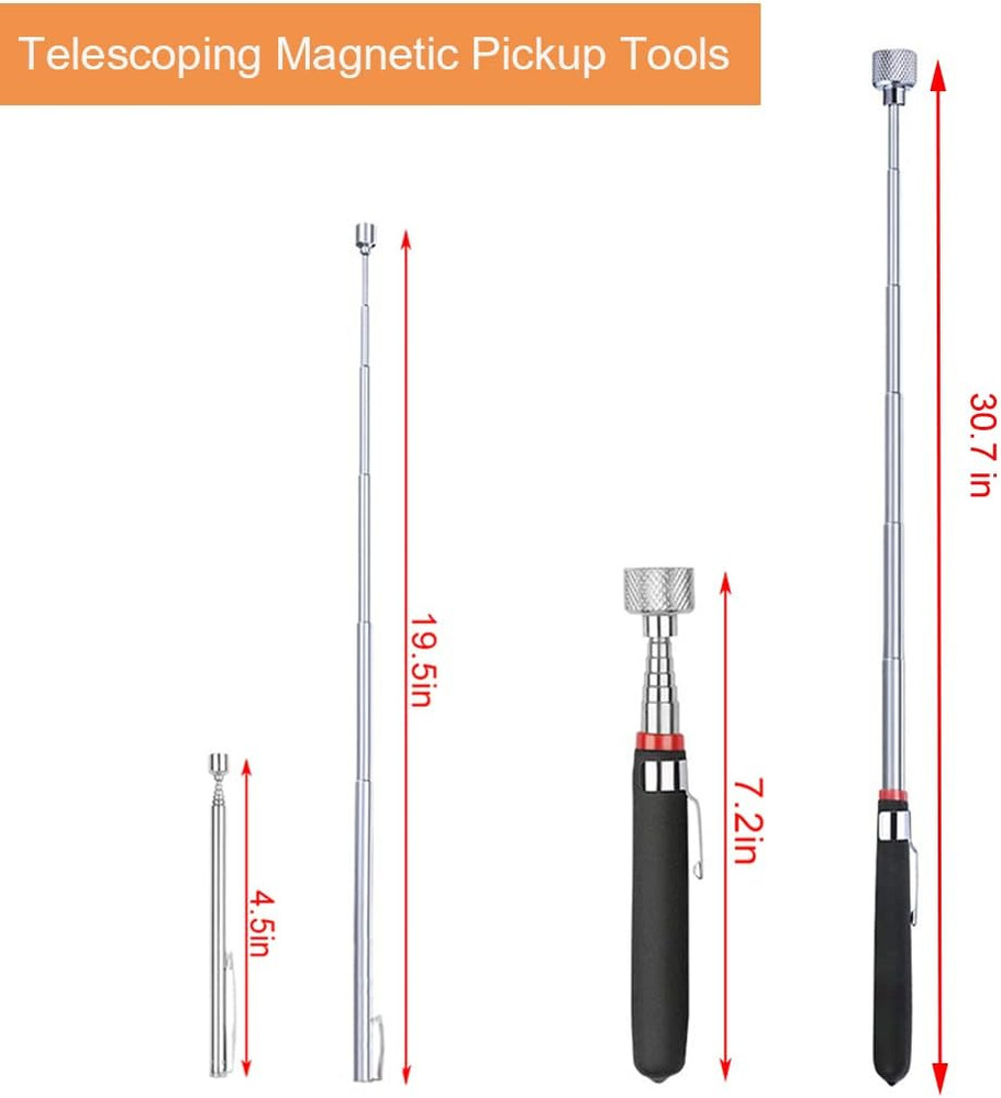 3 Pack Telescoping Magnet Pick-Up Tool Set - Retrieving Telescoping Magnet Picku