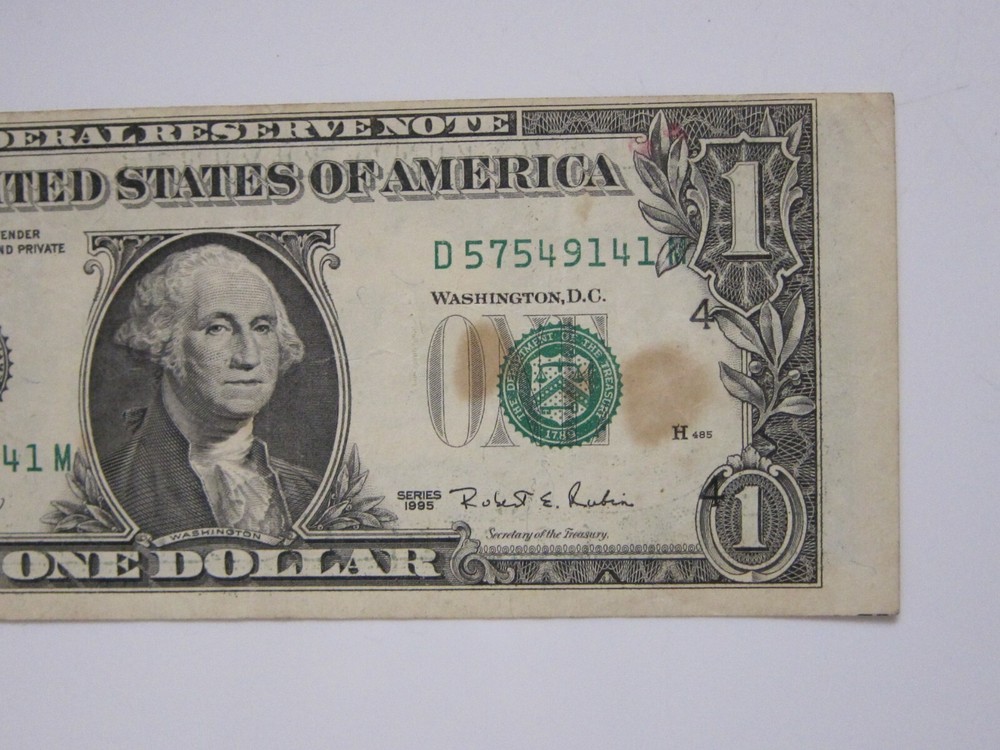 1995 $1 Error Printing & Cut #D57549141M