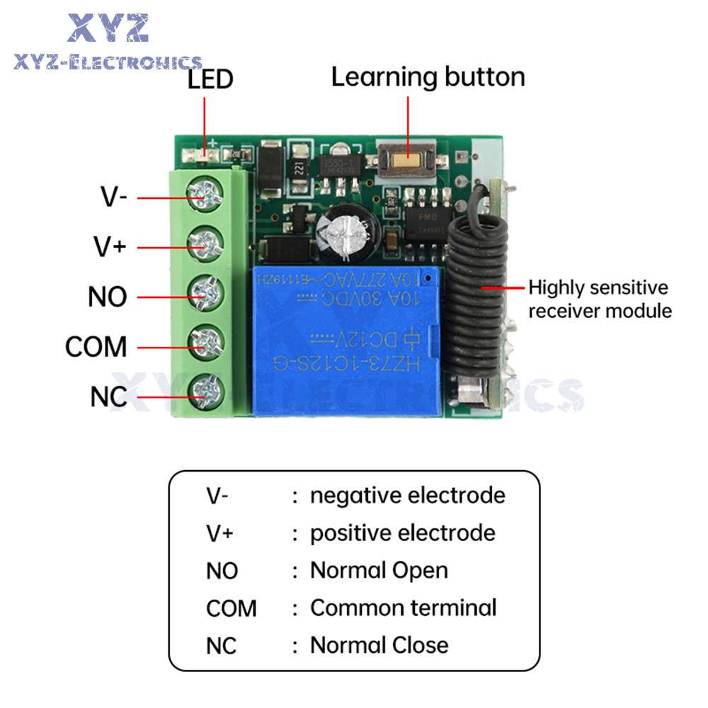 433Mhz Universal Wireless Remote Control Switch DC 12V Receiver Transmitter Set