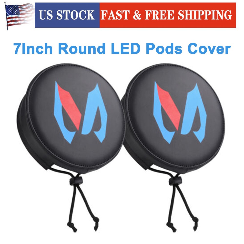 2pcs 7'' Round LED Light Pods Protected Cover Gear OffRoad Driving Fog Led Light