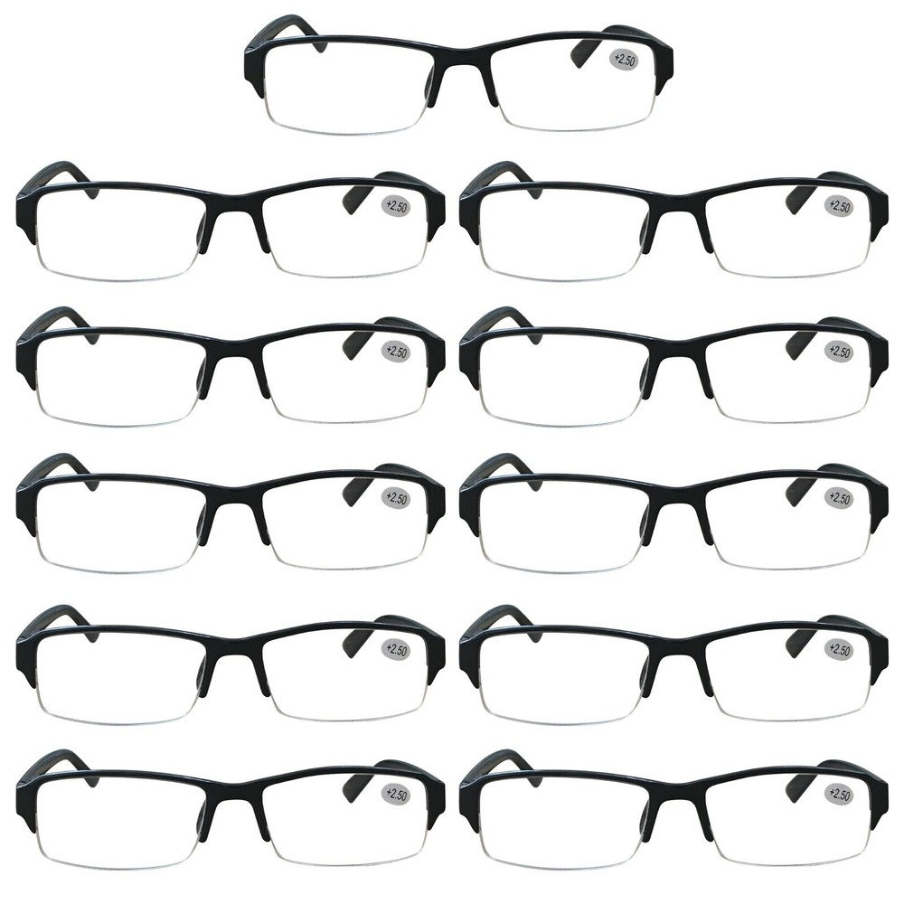 11 Pack Mens Half Frame Blue Light Blocking Reading Glasses Spring Hinge Readers