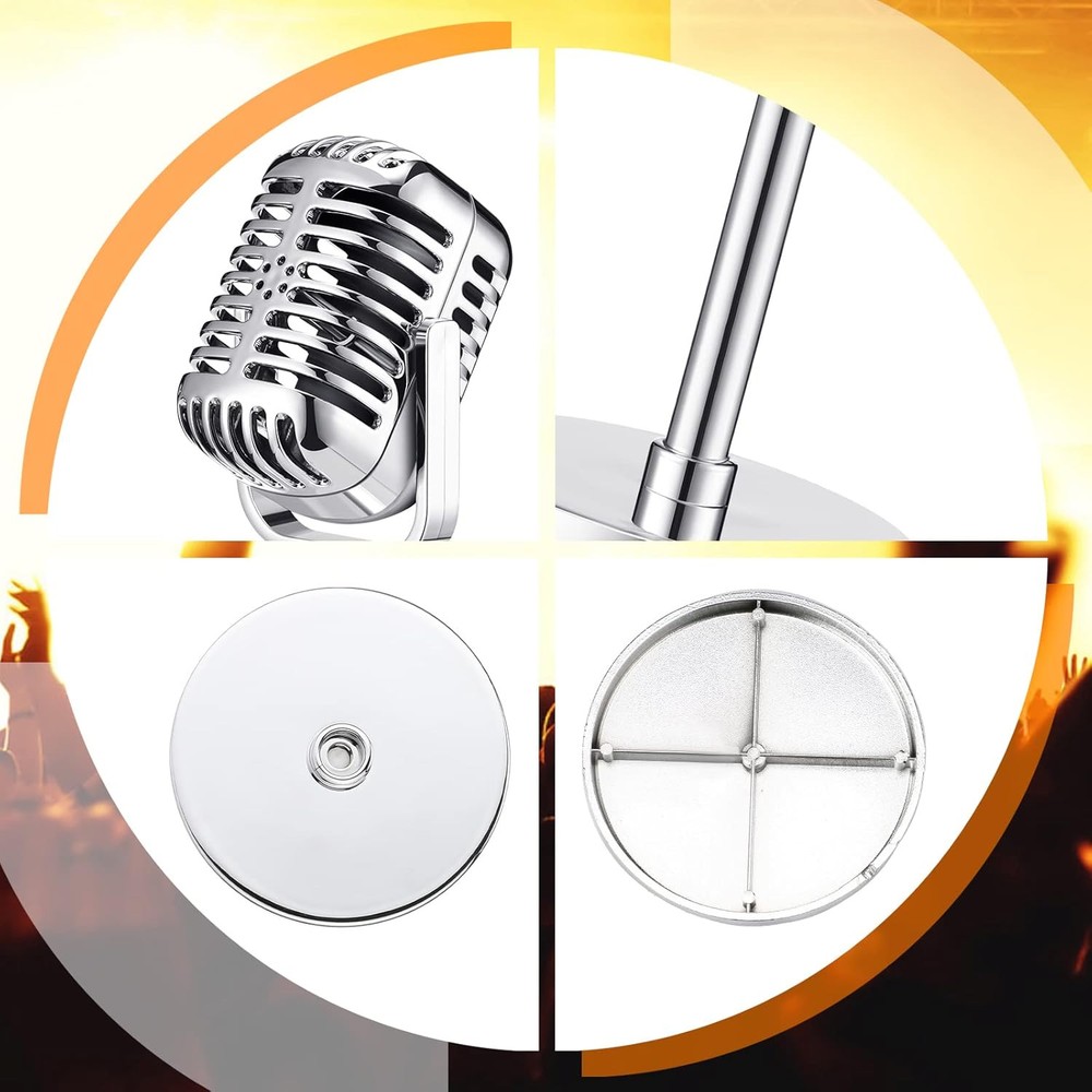 Chivao 2 Pack Retro Microphone Props Model Vintage Stage Table Bright Silver