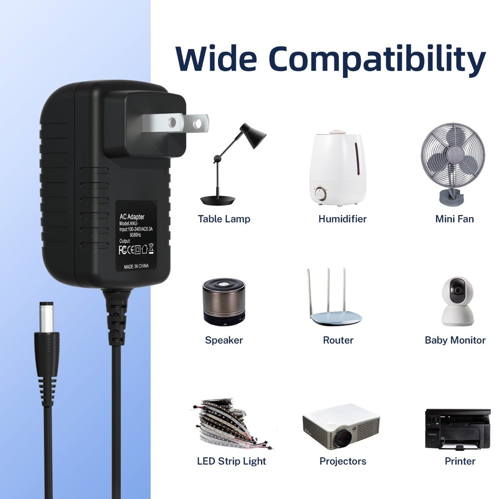 12V 2.5A Power Supply Adapter with 5.5X2.5mm Plug for DVR CCTV Security Camera