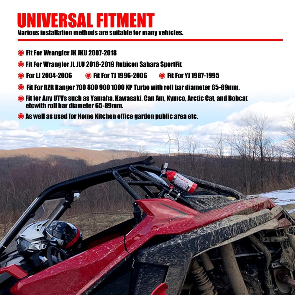 Universal Vehicle Adjustable Quick Release Roll Bar Fire Extinguisher Mount H...